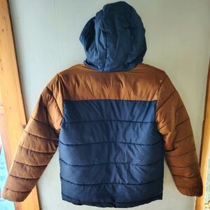NWOT 14/16 Swiss Tech Insulated Puffer Jacket Coat Caramel Brown & Navy Blue